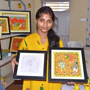 24 વર્ષીય વંશિથા ચેરિયાલ પેઇન્ટિંગ દ્વારા રજૂ કરે છે પૌરાણિક કથાઓ