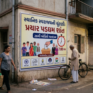 સ્થાનિક સ્વરાજ્યની ચૂંટણીના પ્રચાર પડઘમ શાંત, 26મી એપ્રિલે મતદાન